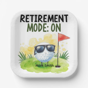 Golf Retirement with ball on green Paper Plate