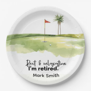 Golf Retirement with ball on green  Paper Plate