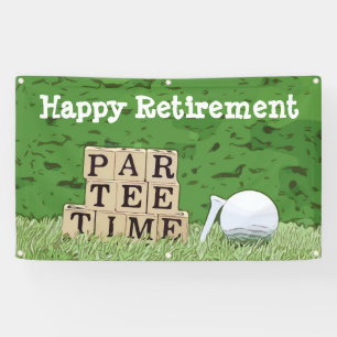 Golf Retirement with ball par tee time on green Banner