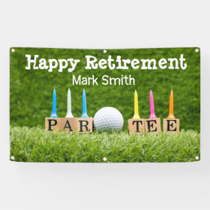 Golf Retirement with ball par tee time on green Banner