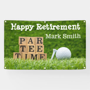 Golf Retirement with ball par tee time on green Banner