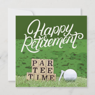 Golf Retirement with ball par tee time on green  Card