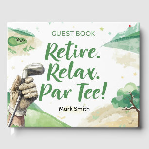 Golf retirement with beer on golf cart  guest book