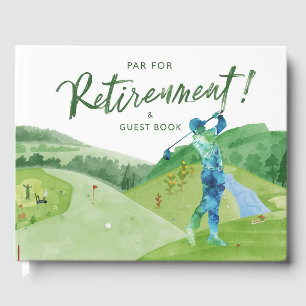 Golf retirement with beer on golf cart  guest book