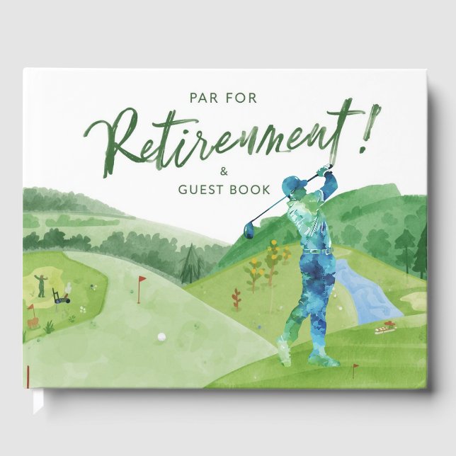 Golf retirement with beer on golf cart  guest book (Front)