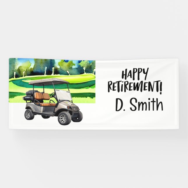 Golf retirement with cart golf course background banner (Horizontal)