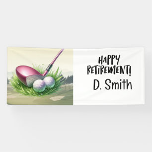 Golf retirement with golf course background banner