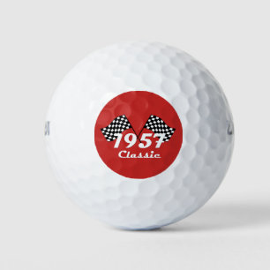 Golf Retro 1957 Classic Black White Chequered Flag Balls