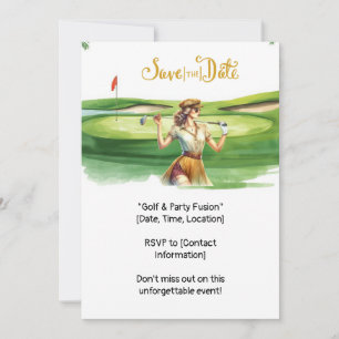 Golf Retro Golf Chic: Woman Golfer at the Green Invitation