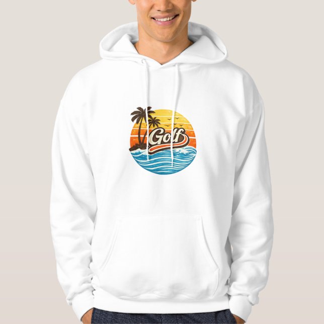 Golf Retro Sunset Design Hoodie (Front)