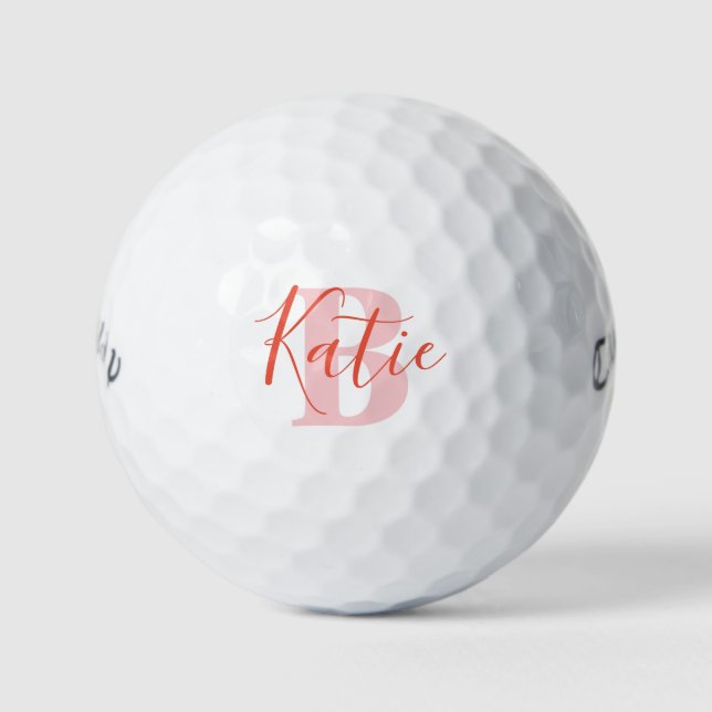 Golf rouge rose monogramme nom initial balles de g (Devant)