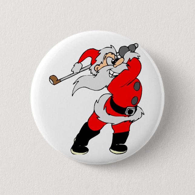 Golf Santa 2 Inch Round Button (Front)