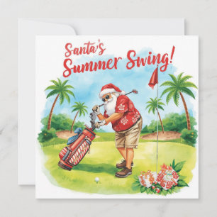 Golf Santa Christmas Summer time Holiday Card