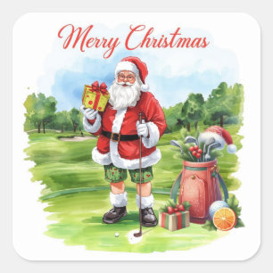 Golf Santa Claus Christmas for Florida golfer Square Sticker