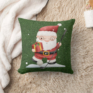 Golf Santa Claus Christmas themed Throw Pillow