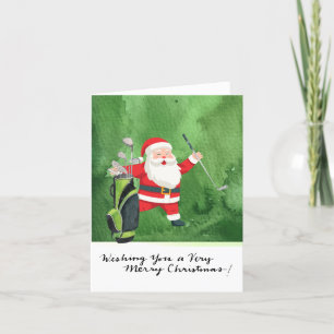 Golf Santa Claus Golfer Christmas Golfing Holiday Card