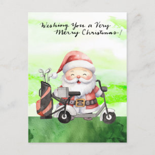 Golf Santa Claus Golfer Christmas Golfing Holiday Postcard