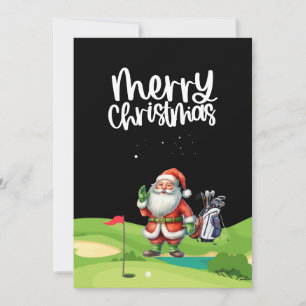 Golf Santa Claus in golf course Holiday Card