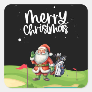 Golf Santa Claus in golf course Square Sticker