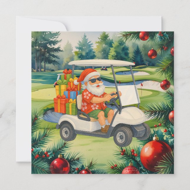 Golf Santa Claus is golfing Christmas in July  Holiday Card (Front)