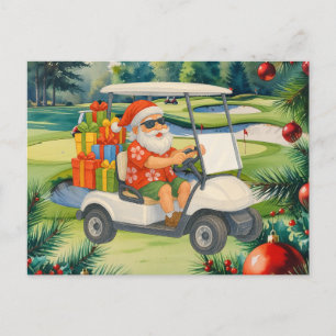 Golf Santa Claus is golfing Christmas in July Holiday Postcard