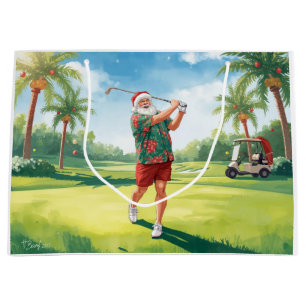 Golf Santa Claus is golfing  Large Gift Bag
