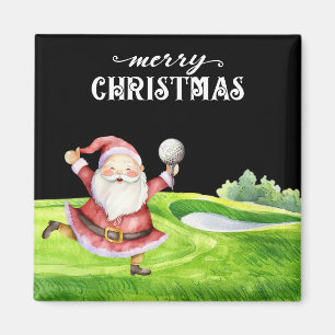 Golf Santa Claus with golf balls on green Magnet
