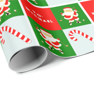 Golf Santa Golfer Holiday Gift Wrapping Paper