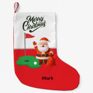 Golf Santa Golfer with Merry Christmas Small Christmas Stocking