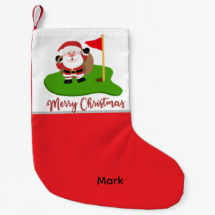 Golf Santa Golfer with Merry Christmas Small Christmas Stocking