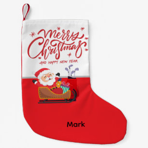 Golf Santa Golfer with Merry Christmas Small Christmas Stocking