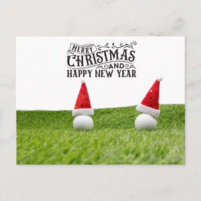 Golf Santa Hat golfer on Christmas and New Year Holiday Postcard (Front)