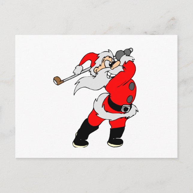 Golf Santa Holiday Postcard (Front)