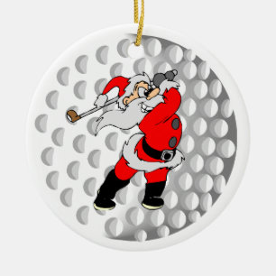 Golf Santa Sports Ceramic Ornament