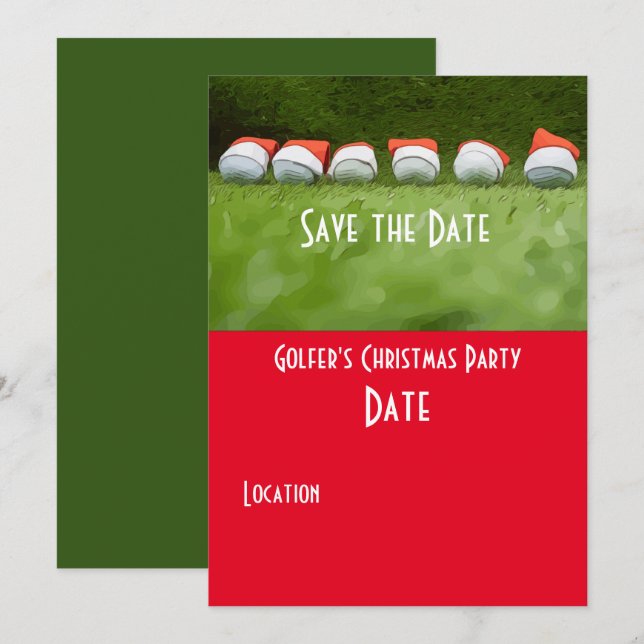Golf Save the Date Christmas Party Golf ball Santa Invitation (Front/Back)