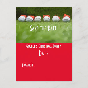 Golf Save the Date Christmas Party Golf ball Santa Postcard