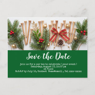 Golf save the date Christmas themed for golfer Postcard