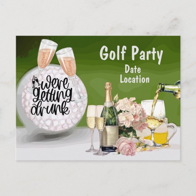 Golf Save the date for Bachelorette Party Postcard (Front)