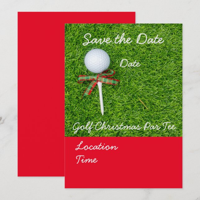 Golf Save the date for Christmas with golf ball Invitation (Front/Back)
