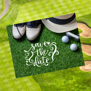 Golf Save the Date for Golfer Party with golf ball Invitation Postcard