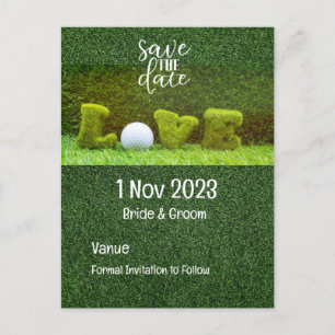 Golf Save the date for golfer with love Invitation Postcard
