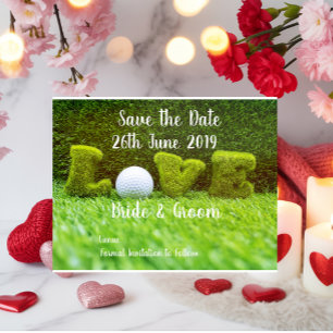 Golf Save the date for wedding with  golf ball Invitation Postcard