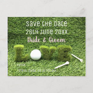 Golf Save the date for wedding with  golf ball Invitation Postcard