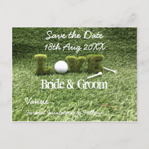 Golf Save the date for wedding with  golf ball Invitation Postcard