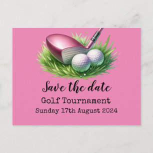 Golf Save the date Golf Pink themed Announcement Postcard
