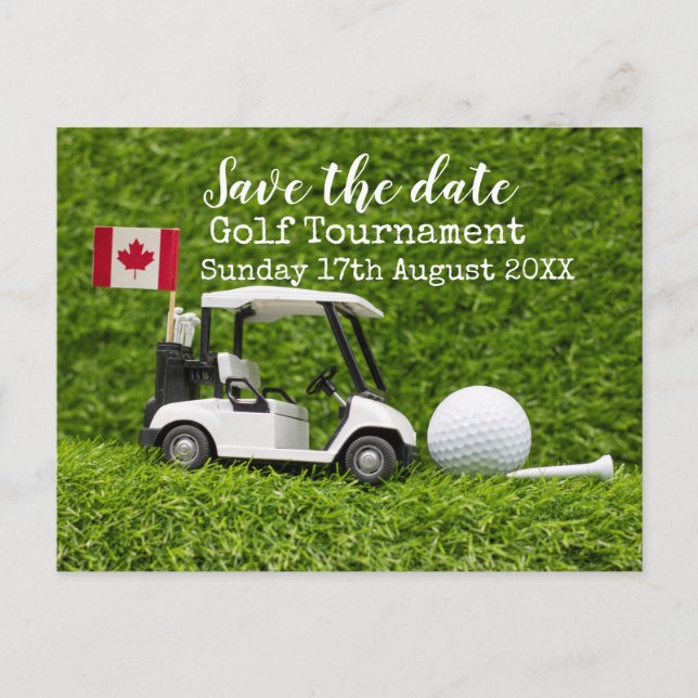 Golf Save the date Golf Tournament Canada Flag  Announcement Postcard (Front)