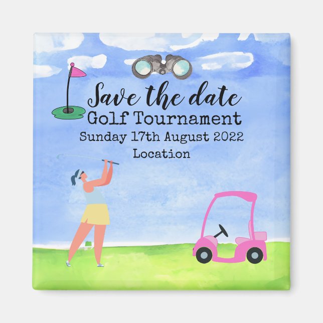 Golf Save the date Golf Tournament golfer Magnet (Front)