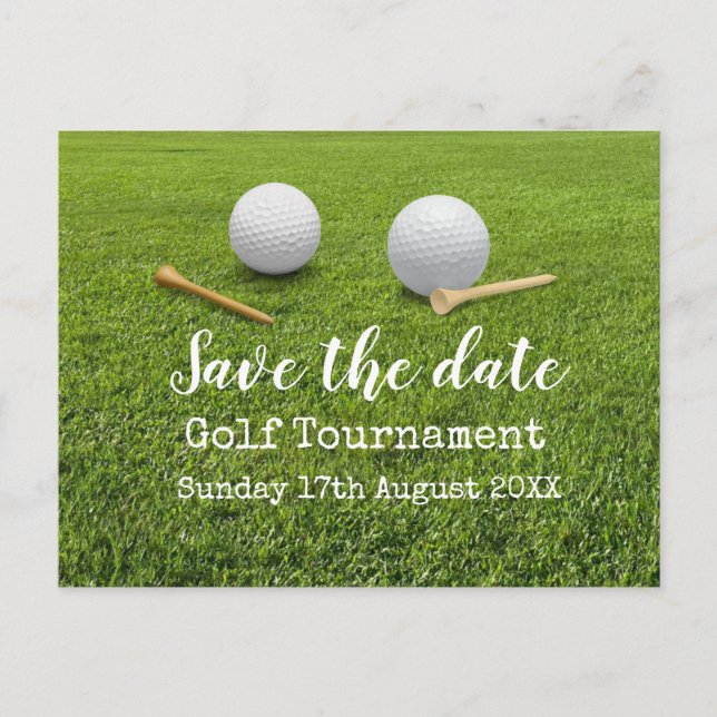 Golf Save the date Golf Tournament on green  Announcement Postcard (Front)