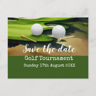 Golf Save the date Golf Tournament on green Announcement Postcard