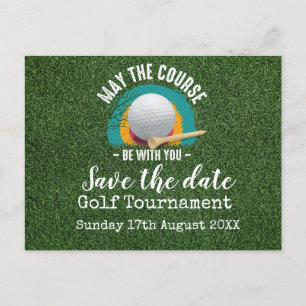 Golf Save the date Golf Tournament on green Announcement Postcard